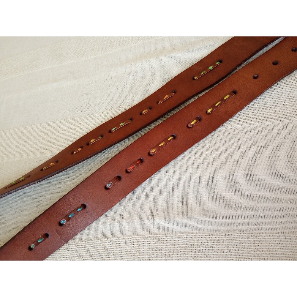 RG Bertrand Leather Belt W/Rectangular Silver Buckle Size:44 NWT Brown - Picture 4 of 9